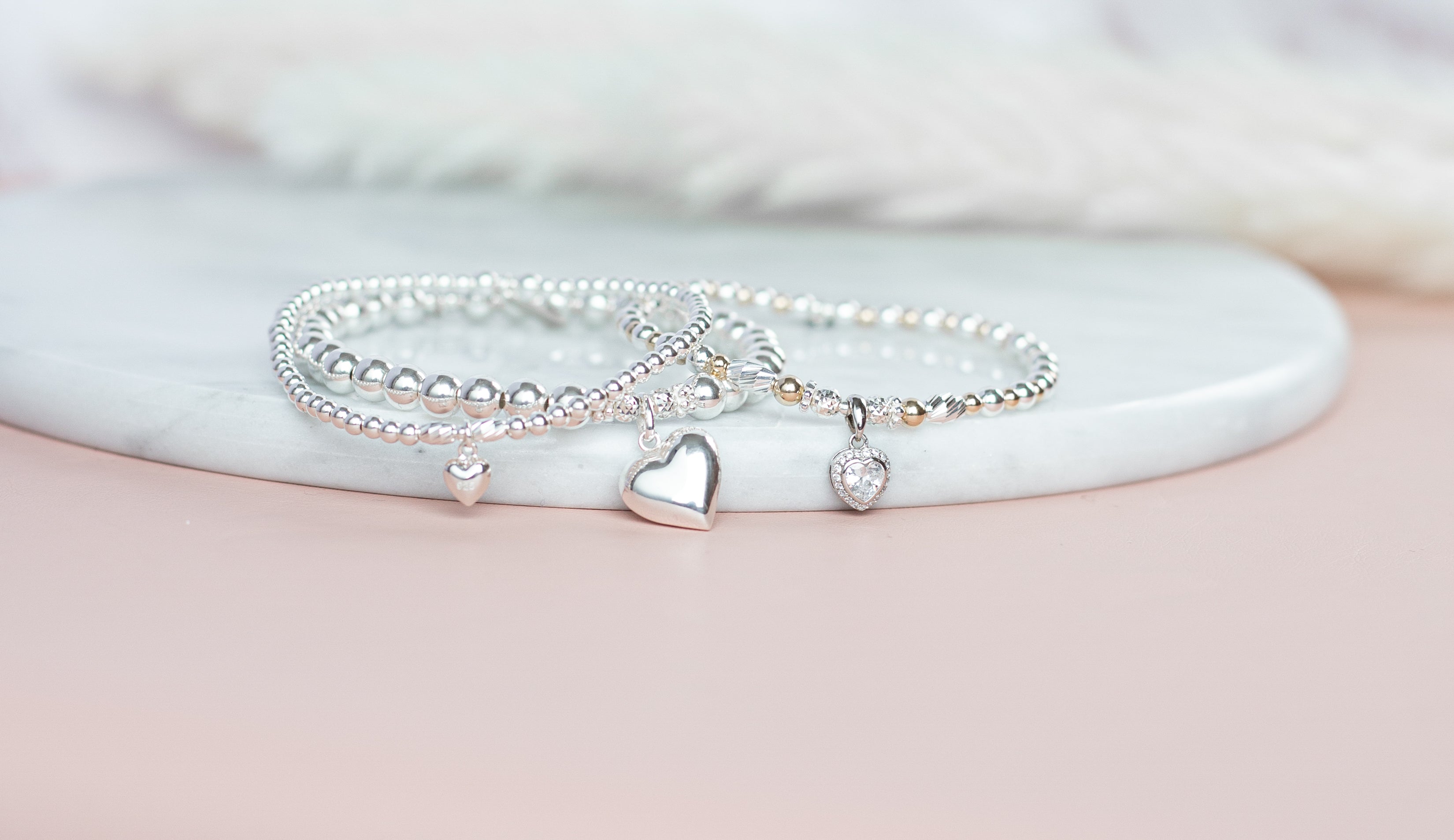 925 Sterling Silver deals CZ Heart Bracelet