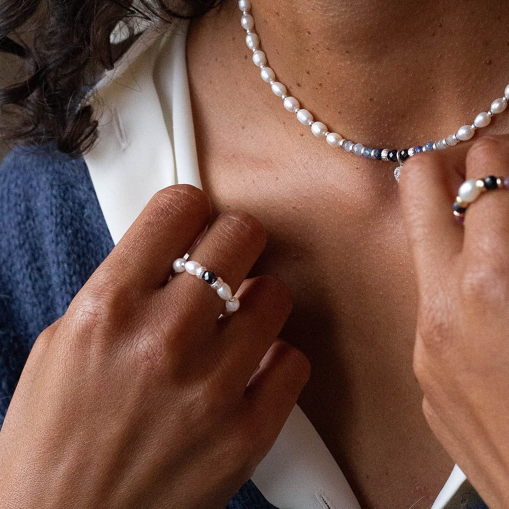 Classic Pearls & Sapphire ring