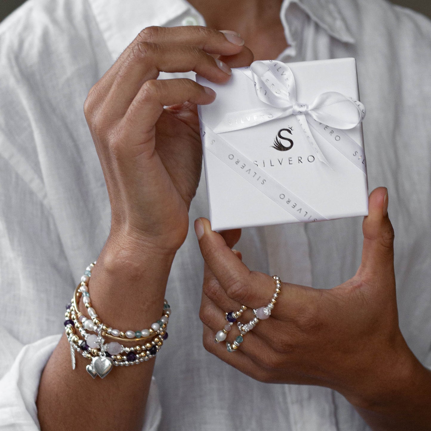 North Star set with Pearls & Apatite