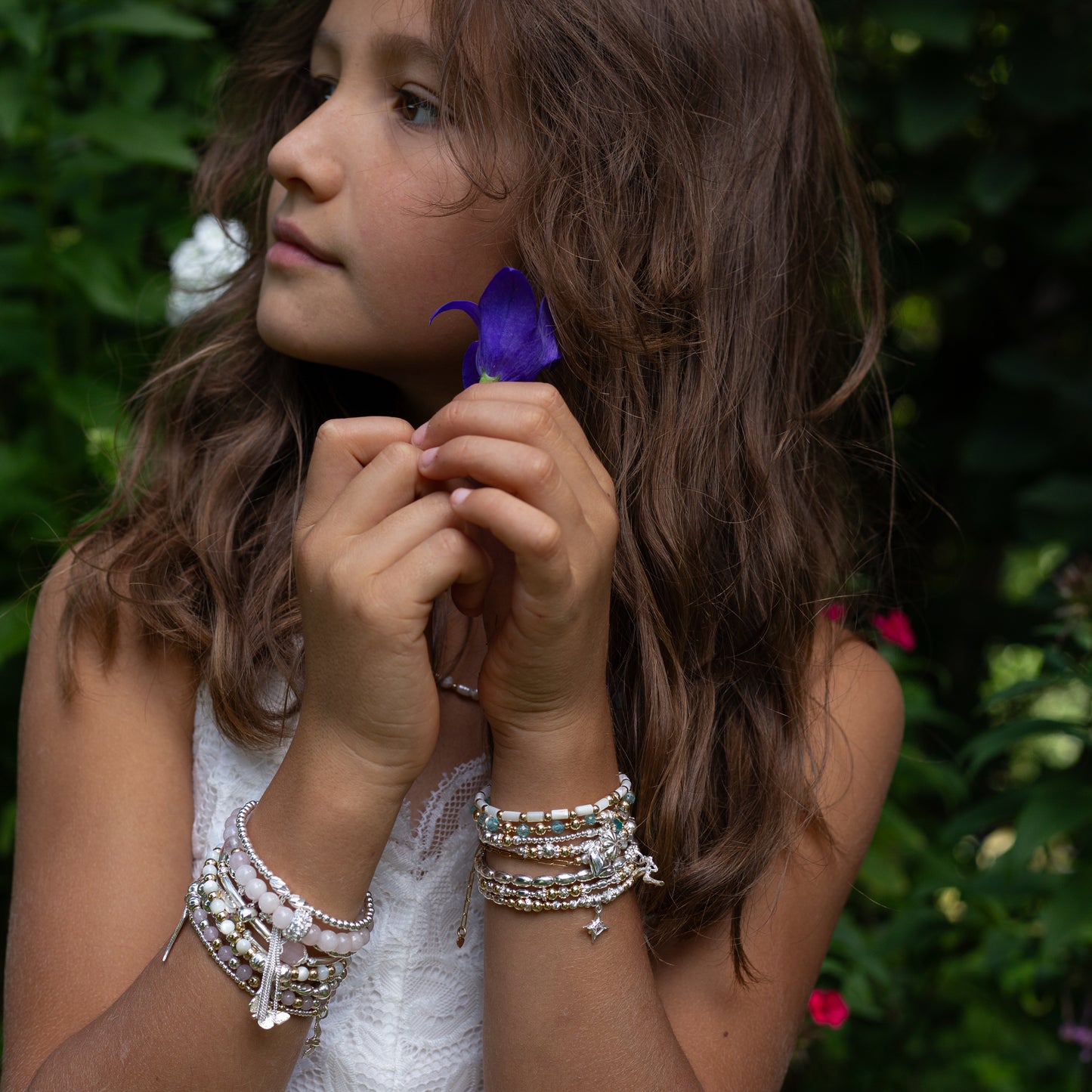 Elegant 14k gold filled and Mother of Pearl girl's bracelet