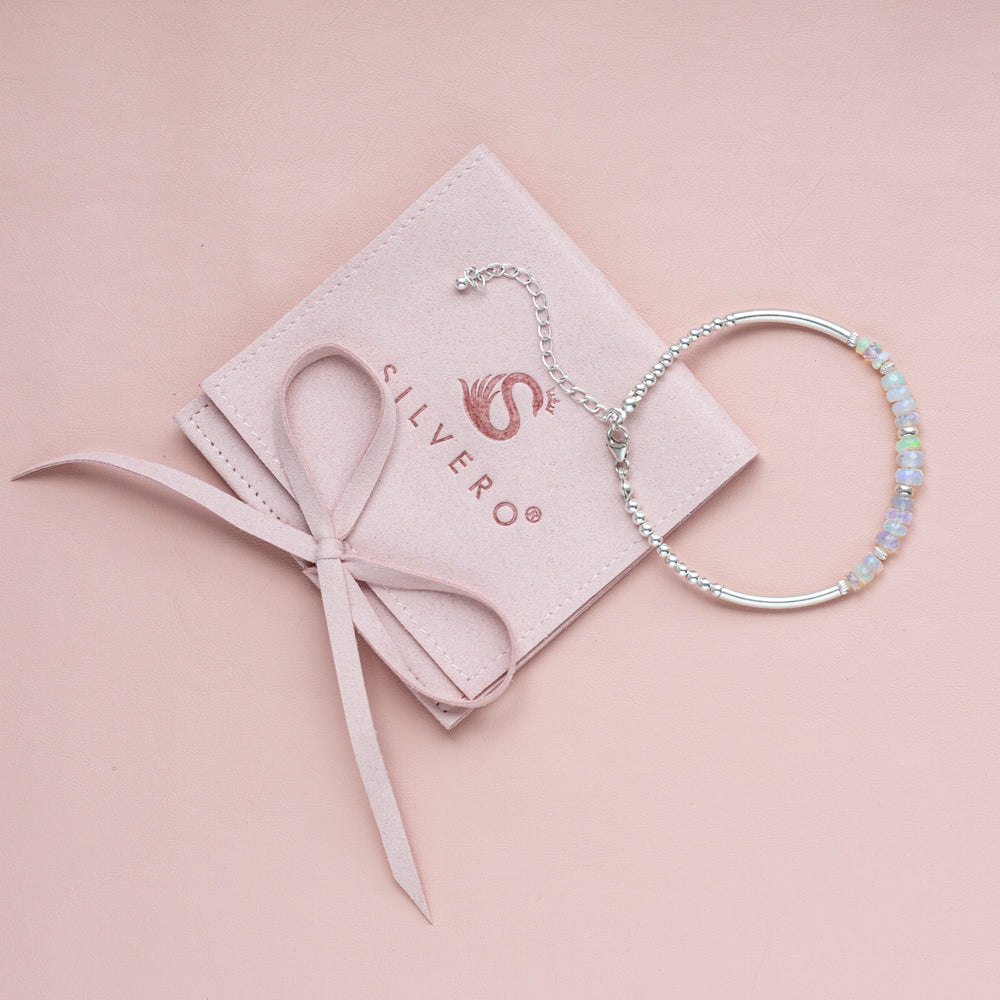 Luxury Ethiopian Opal 925 Sterling silver bracelet
