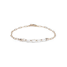 Load image into Gallery viewer, Minimalist 14k gold filled link chain bracelet with Freshwater Pearls