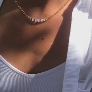 Luxurious Ethiopian Opal 14k gold filled links chain necklace choker