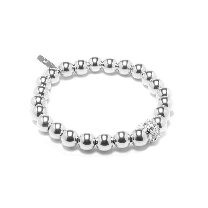 Chunky 925 sterling silver stacking bracelet with Cubic Zirconia stones