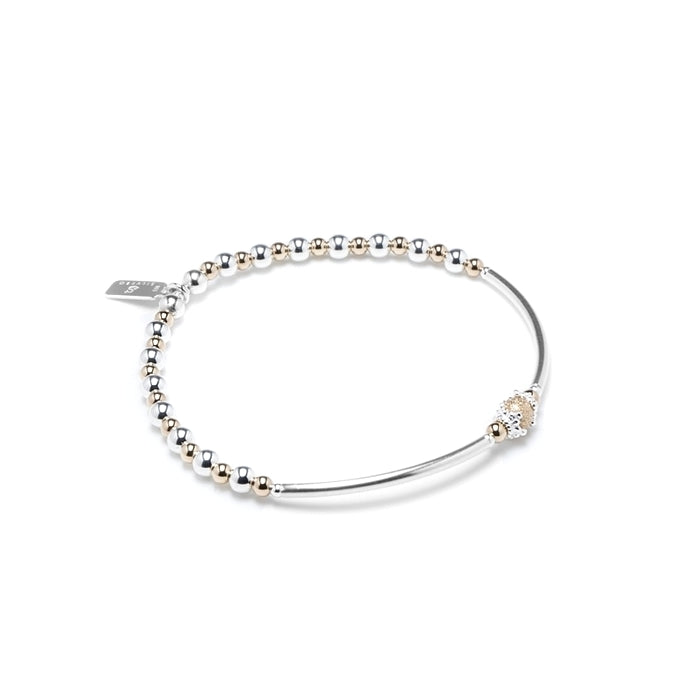 Minimalist 14k gold filled frosted bead stacking silver bracelet