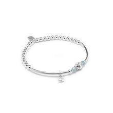 Load image into Gallery viewer, Fashionable little sliding Star silver stacking bracelet with Aquamarine gemstone