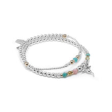 Load image into Gallery viewer, Exotic Hummingbird bracelet stack with Amazonite, Opal and Garnet gemstones