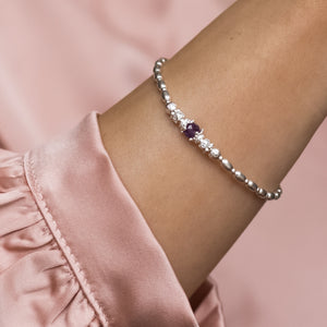 Gorgeous 925 sterling silver stretch stacking bracelet with AAA quality Amethyst gemstone