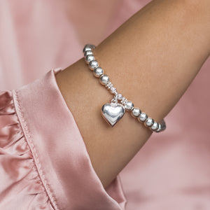Chunky Heart 925 sterling silver stacking bracelet with multicut beads