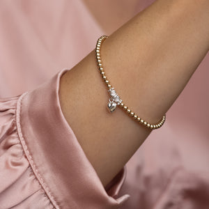 Luxury 14k gold filled gift bracelet with tiny puffed heart charm