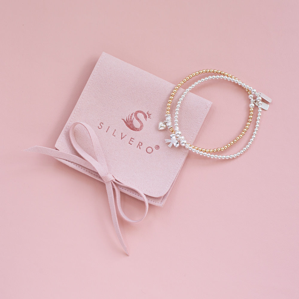 Precious Love sterling silver and 14k gold filled bracelet stack