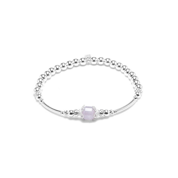 Romantic Rose Quartz silver stacking bracelet