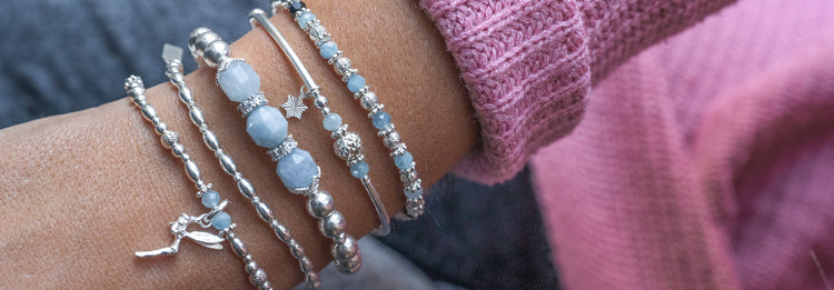 925 sterling silver bracelets with Aquamarine gemstone