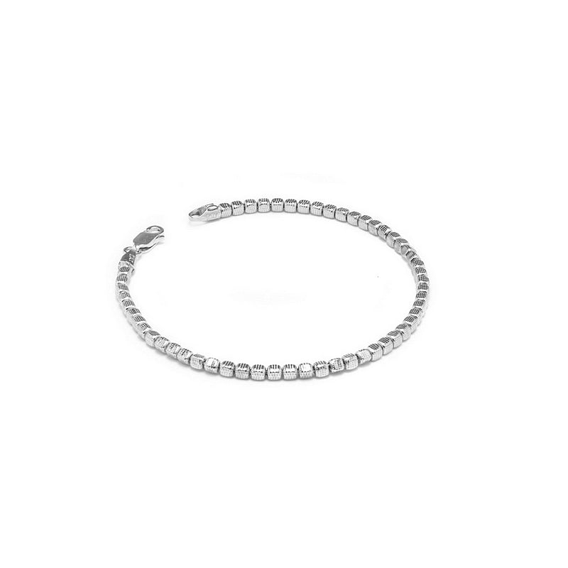 Elegant Italian 925 sterling silver bracelet with faceted cube beads - Rhodium plated