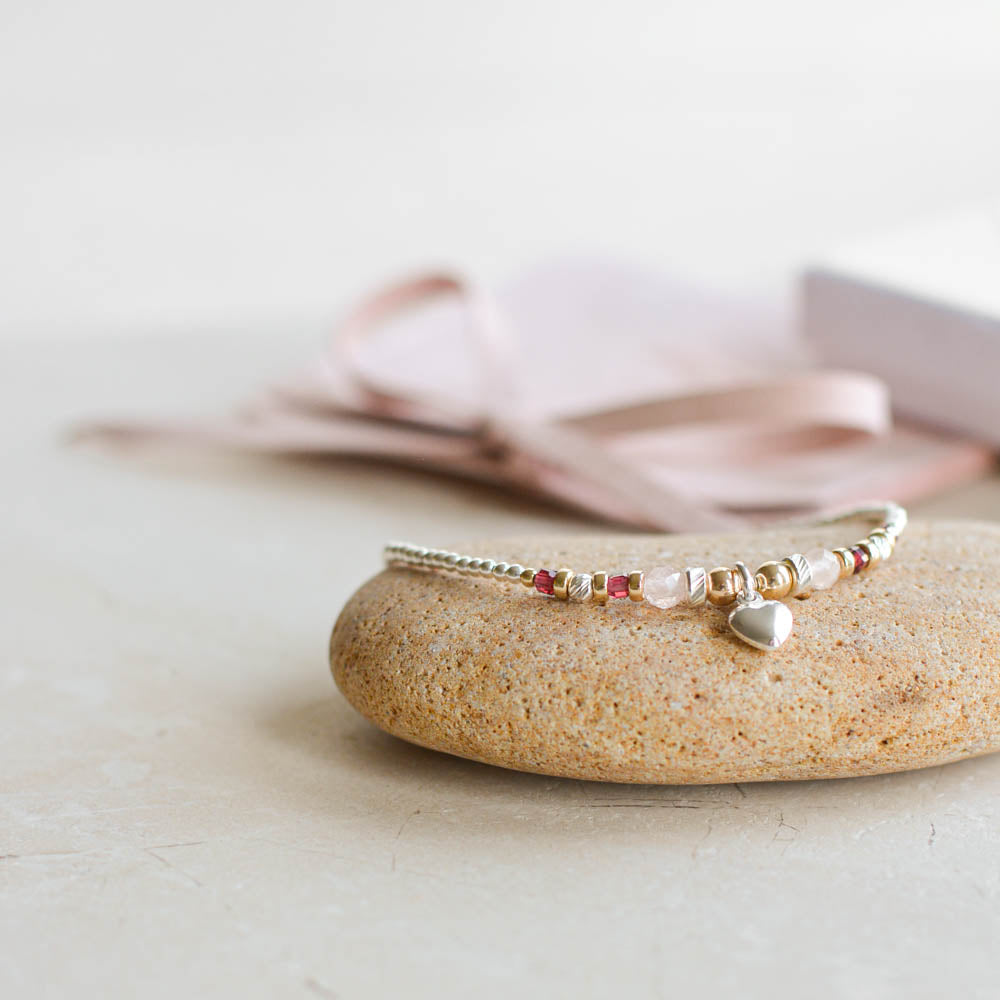 Morganite & Garnet love bracelet