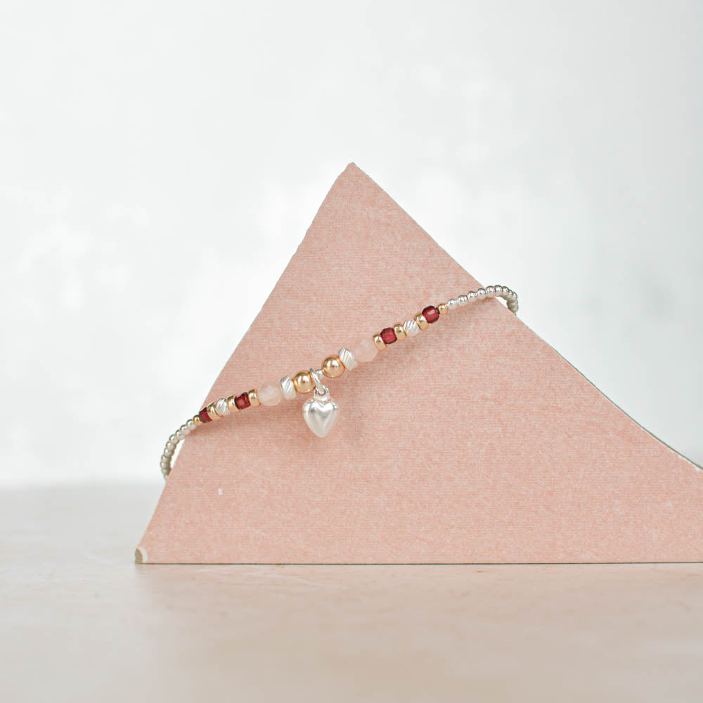 Morganite & Garnet love bracelet