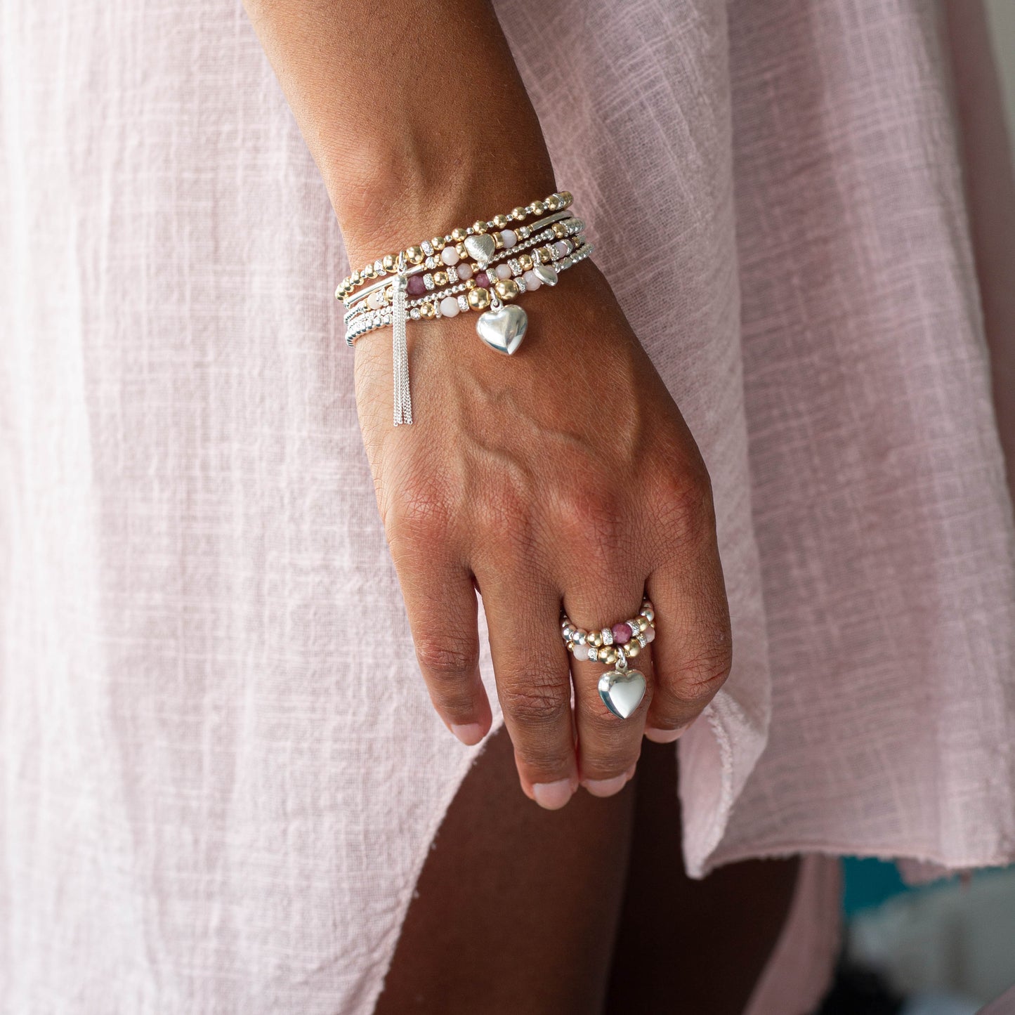 Luxury Tourmaline stacking ring with 14-karat gold