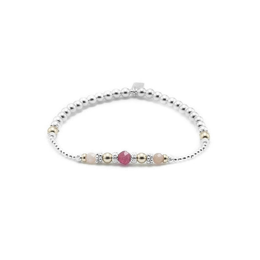 Luxury Tourmaline and Pink Opal bracelet with 14-karat gold