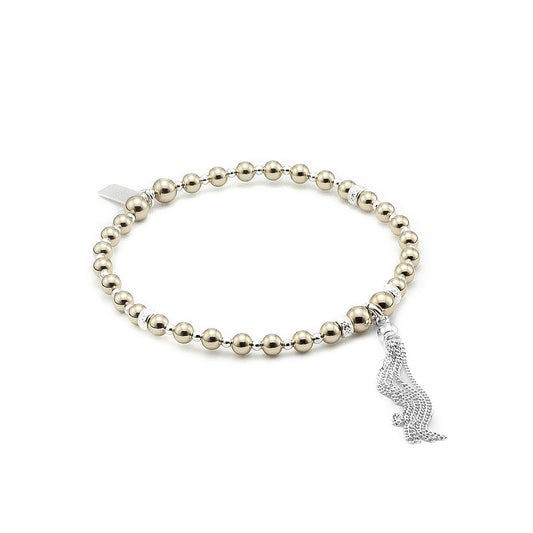 Luxurious Silver and 14-karat Tassel Bracelet