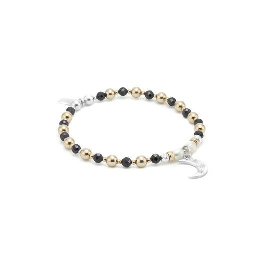 Sapphire, Pearls & 14k gold Moon charm bracelet