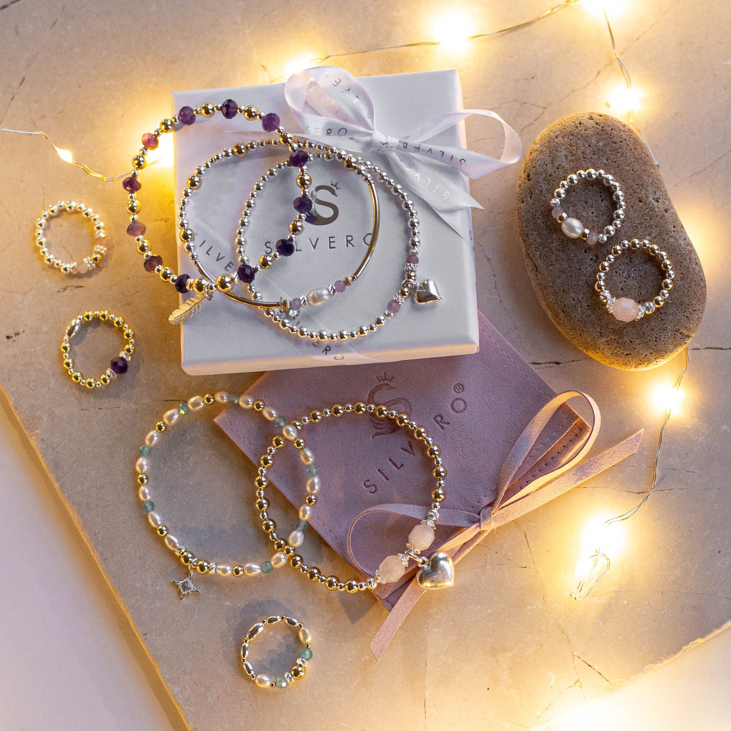 Amethyst & Feather Charm Set