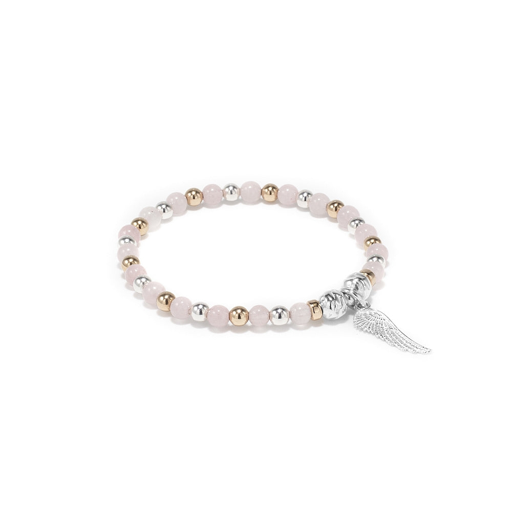 Angel Wing and Rose Quartz girl's bracelet