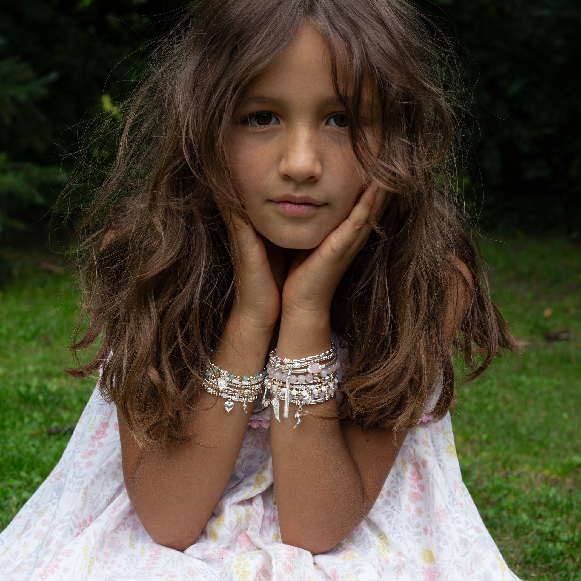 Romantic Rose Quartz stacking girl's bracelet