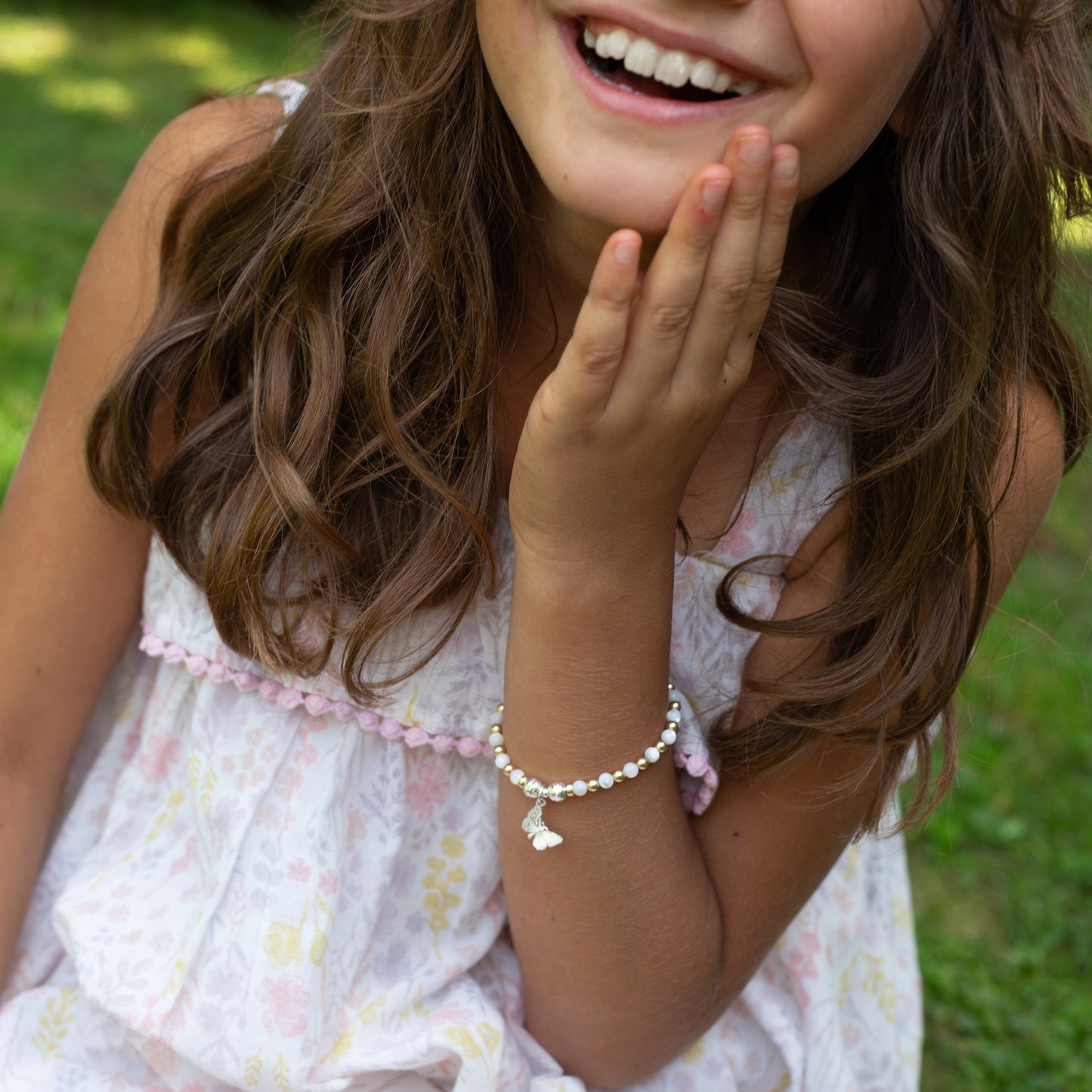 Silver Butterfly and Mother of Pearl girl's bracelet