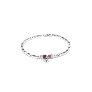 Little Heart and Tourmaline gemstone girl's silver bracelet
