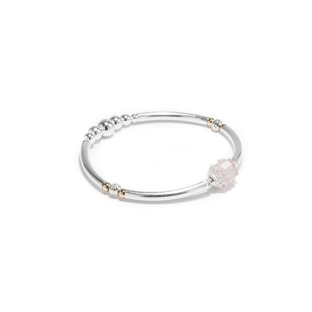 Romantic Rose Quartz stacking girl's bracelet