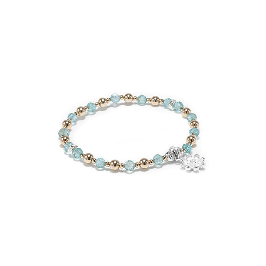 14k gold filled and silver Flower girl's bracelet with Apatite gemstone