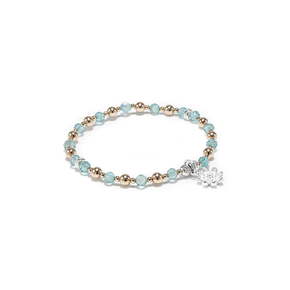 14k gold filled and silver Flower girl's bracelet with Apatite gemstone
