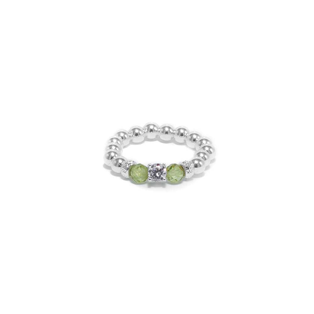 Peridot stacking ring with Cubic Zirconia stone