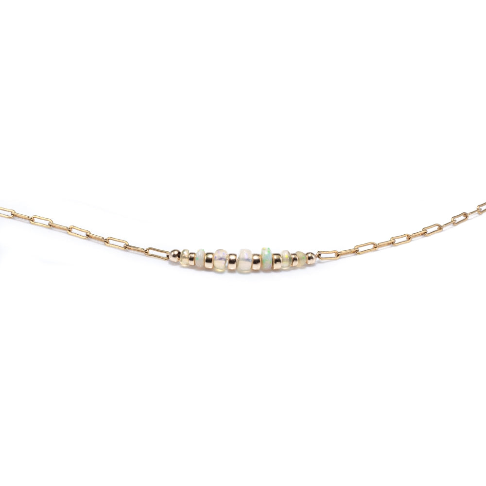 Luxurious Ethiopian Opal 14k gold filled links chain necklace choker