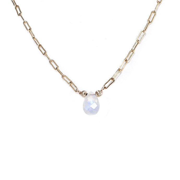 Luxurious 14k gold filled link necklace with Moonstone gemstone