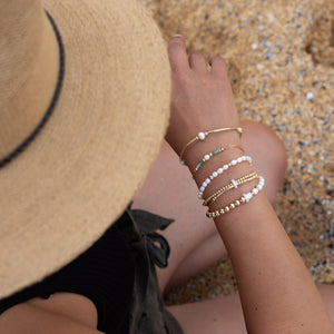 Elegant 14k gold filled Pearl bangle bracelet