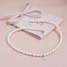 Load image into Gallery viewer, North Star sterling silver choker necklace with genuine Freshwater pearls