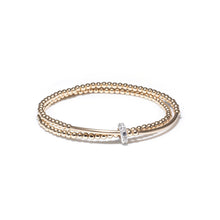 Load image into Gallery viewer, Elegant 14k gold filled double bracelet with Cubic Zirconia stones