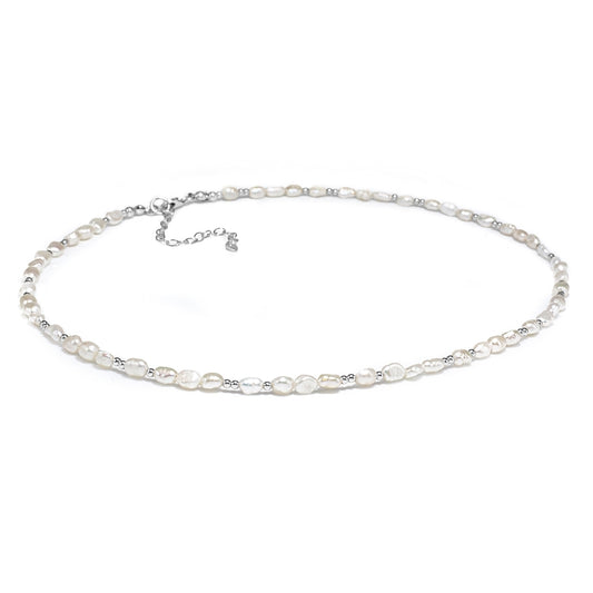 Delicate Sterling Silver and Freshwater Pearl Choker necklace