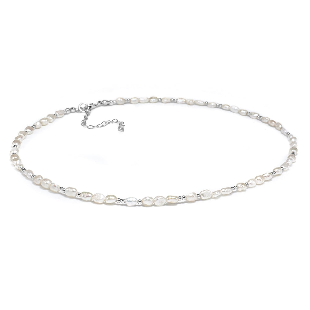 Delicate Sterling Silver and Freshwater Pearl Choker necklace