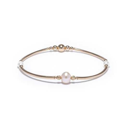 Elegant 14k gold filled Pearl bangle bracelet