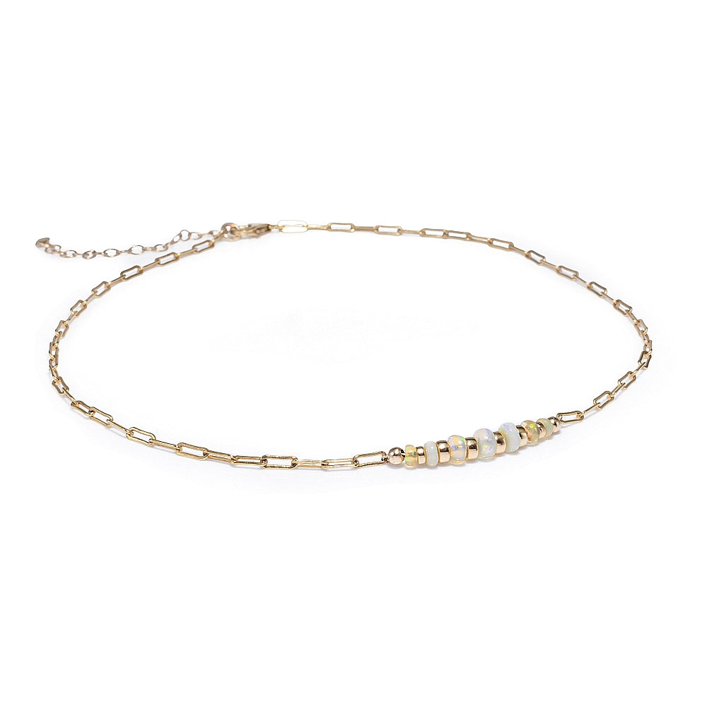 Luxurious Ethiopian Opal 14k gold filled links chain necklace choker