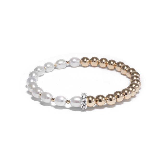 Chunky 14k gold filled and Pearl stacking bracelet
