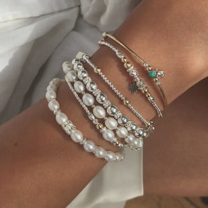 Elegant AAA Freshwater pearl 925 sterling silver bracelet with romantic Floral bead