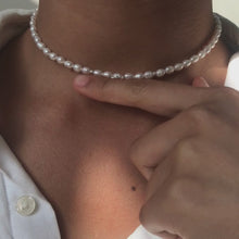 Load image into Gallery viewer, North Star choker necklace with genuine Freshwater pearls