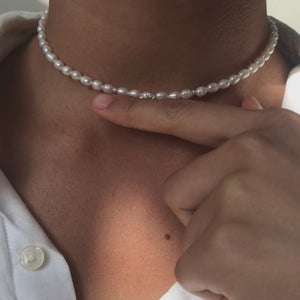 North Star choker necklace with genuine Freshwater pearls