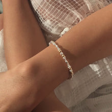Load image into Gallery viewer, Luxury sterling silver stretch stacking bracelet with 14k gold filled beads