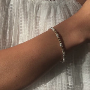 Delicate silver stacking bracelet with 14k gold filled beads