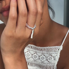 Load image into Gallery viewer, Dazzling Rose Quartz tassel stacking ring