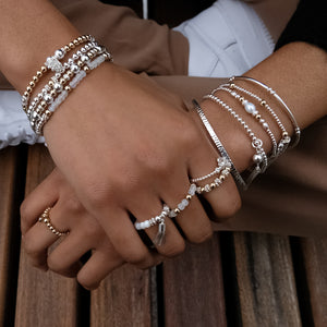 Elegant 14k gold filled bead silver stacking bracelet